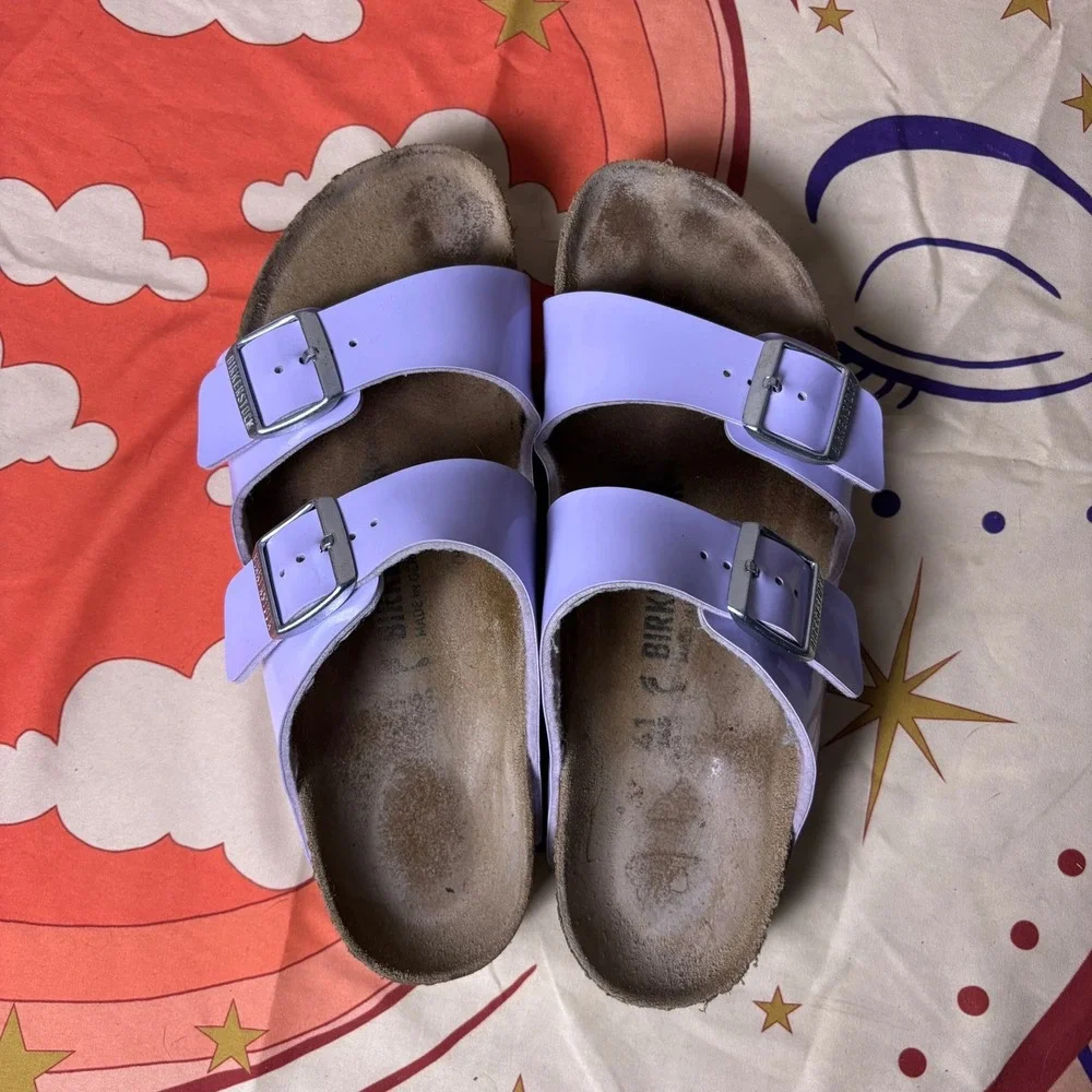 Birkenstock Arizona Lavender Purple Patent Birko-Flor Sandals Womens Walking 41